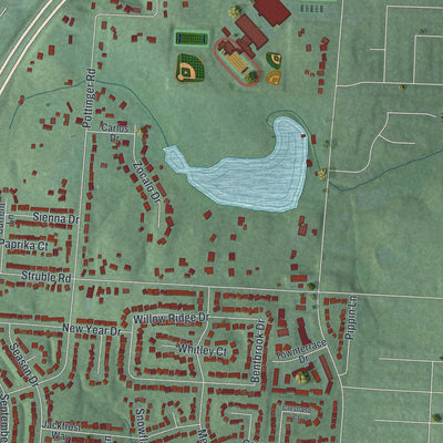 Second close-up of the map of Northgate, Ohio print showing more streets and buildings