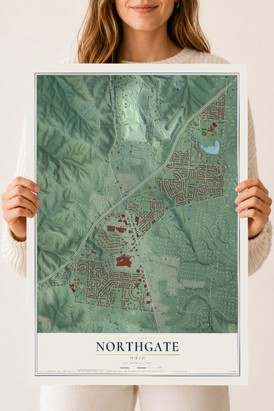 Map of Northgate, Ohio, 18 x 24 inch unframed archival matte print