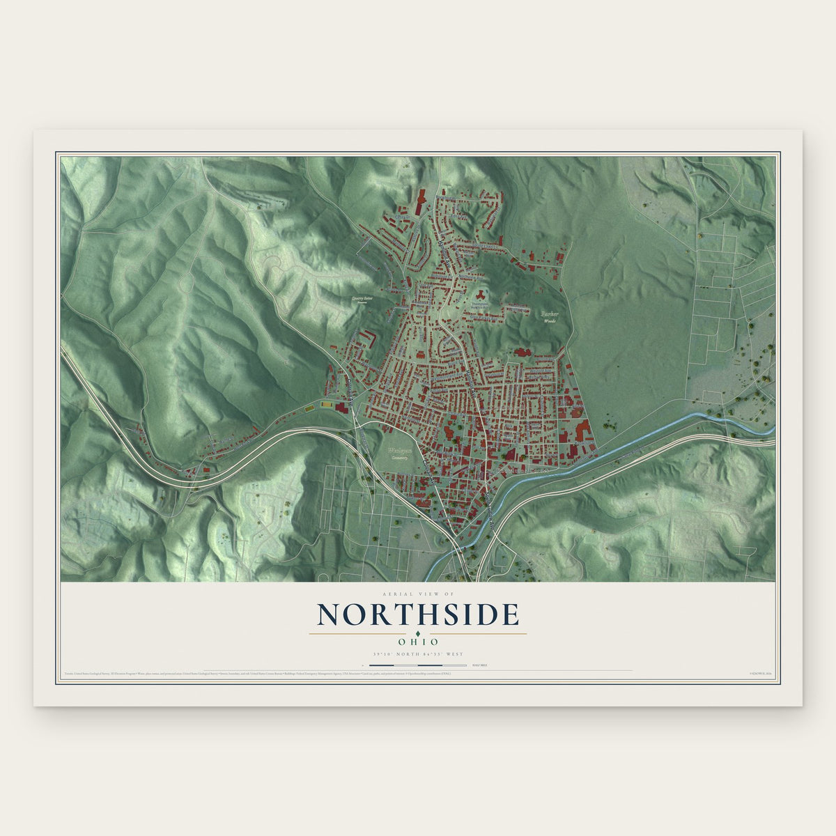 Northside, Ohio map print, the full design