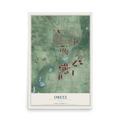 Map of Obetz, Ohio, 12 x 18 inch unframed archival matte print