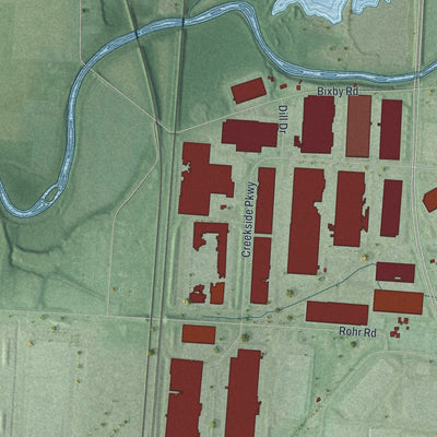 Second close-up of the map of Obetz, Ohio print showing more streets and buildings