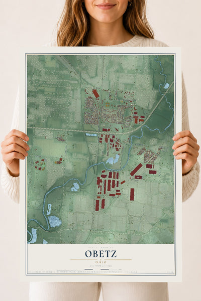 Map of Obetz, Ohio, 18 x 24 inch unframed archival matte print
