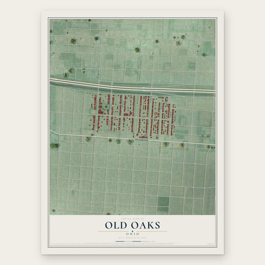 Old Oaks, Ohio map print, the full design