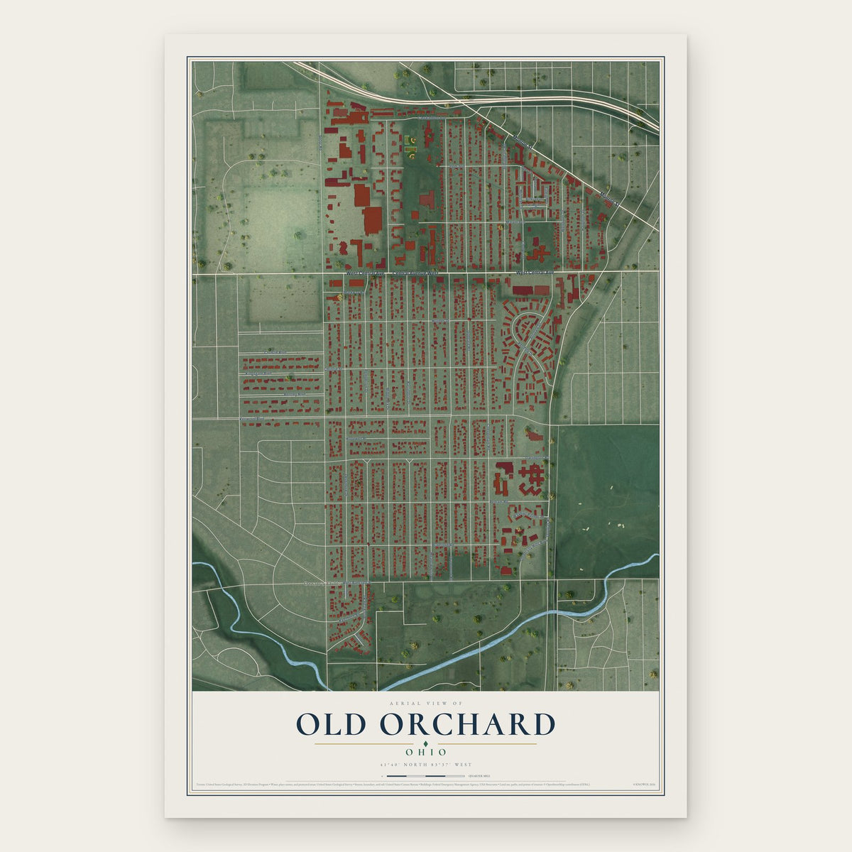 Old Orchard, Ohio map print, the full design