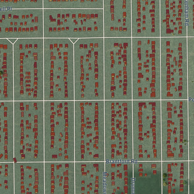 Close-up of the map of Old Orchard, Ohio print showing street and building detail