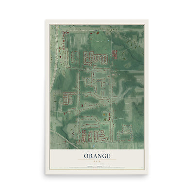 Map of Orange, Ohio, 12 x 18 inch unframed archival matte print