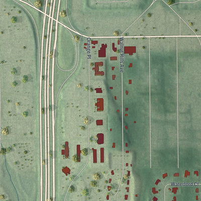 Close-up of the map of Orange, Ohio print showing street and building detail
