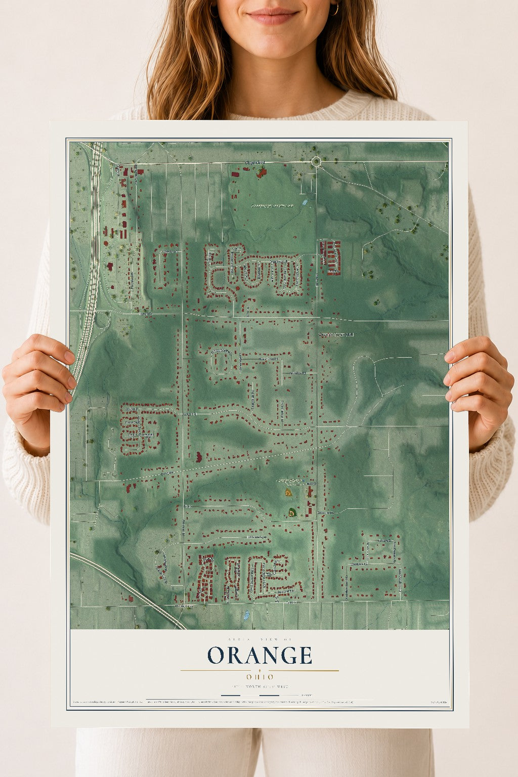 Map of Orange, Ohio, 18 x 24 inch unframed archival matte print
