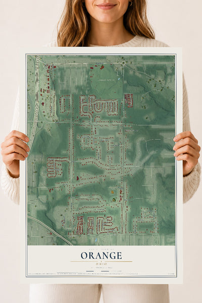 Map of Orange, Ohio, 18 x 24 inch unframed archival matte print