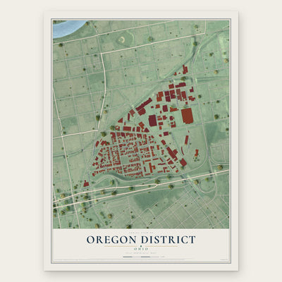 Oregon District, Ohio map print, the full design