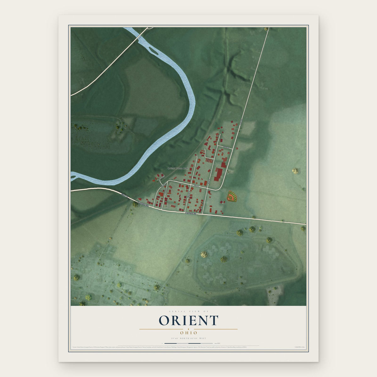 Orient, Ohio map print, the full design