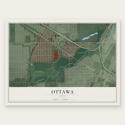 Ottawa, Toledo, Ohio map print, the full design