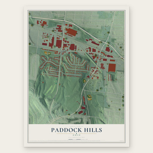 Paddock Hills, Ohio map print, the full design