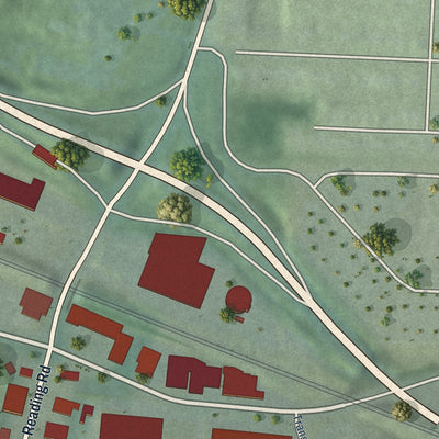 Close-up of the map of Paddock Hills, Ohio print showing street and building detail