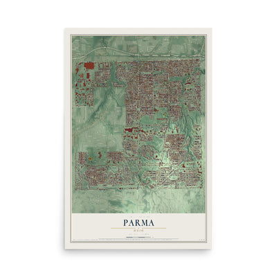 Map of Parma, Ohio, 12 x 18 inch unframed archival matte print