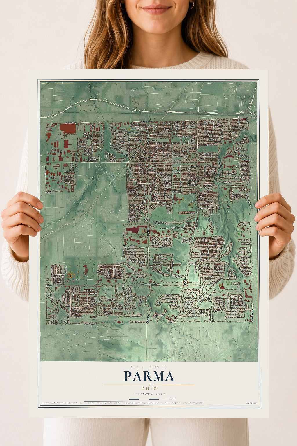 Map of Parma, Ohio, 18 x 24 inch unframed archival matte print