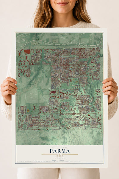 Map of Parma, Ohio, 18 x 24 inch unframed archival matte print