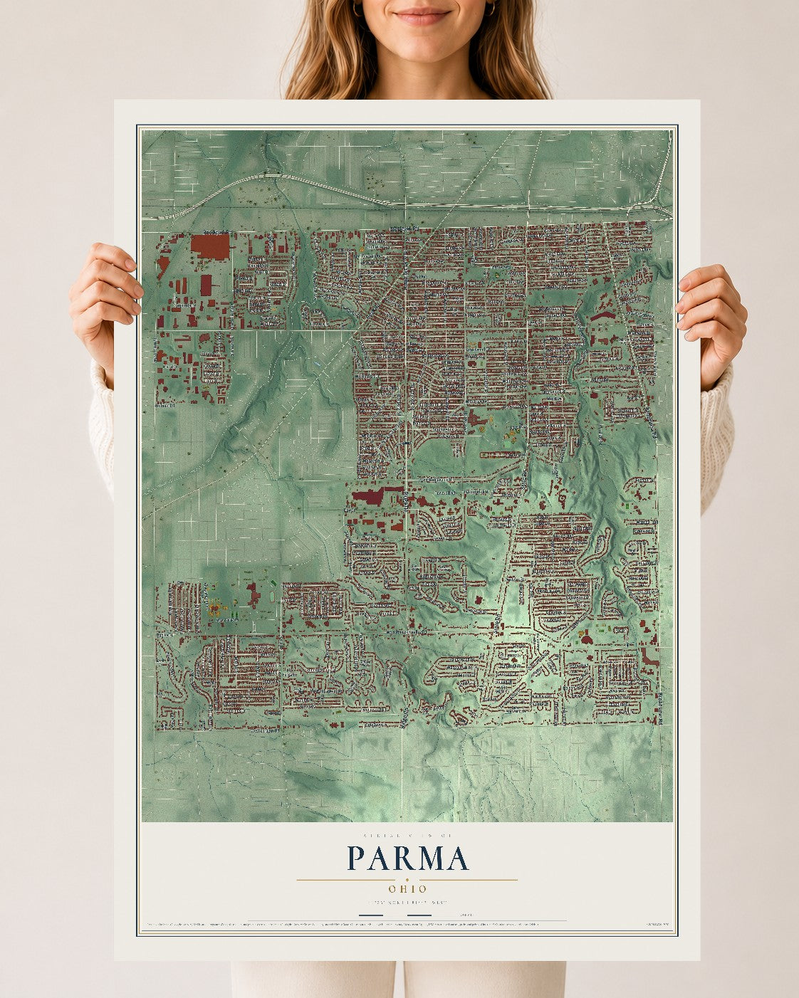 Map of Parma, Ohio, 24 x 36 inch unframed archival matte print