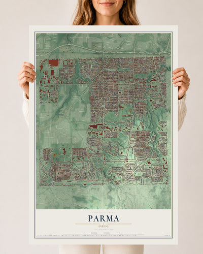 Map of Parma, Ohio, 24 x 36 inch unframed archival matte print
