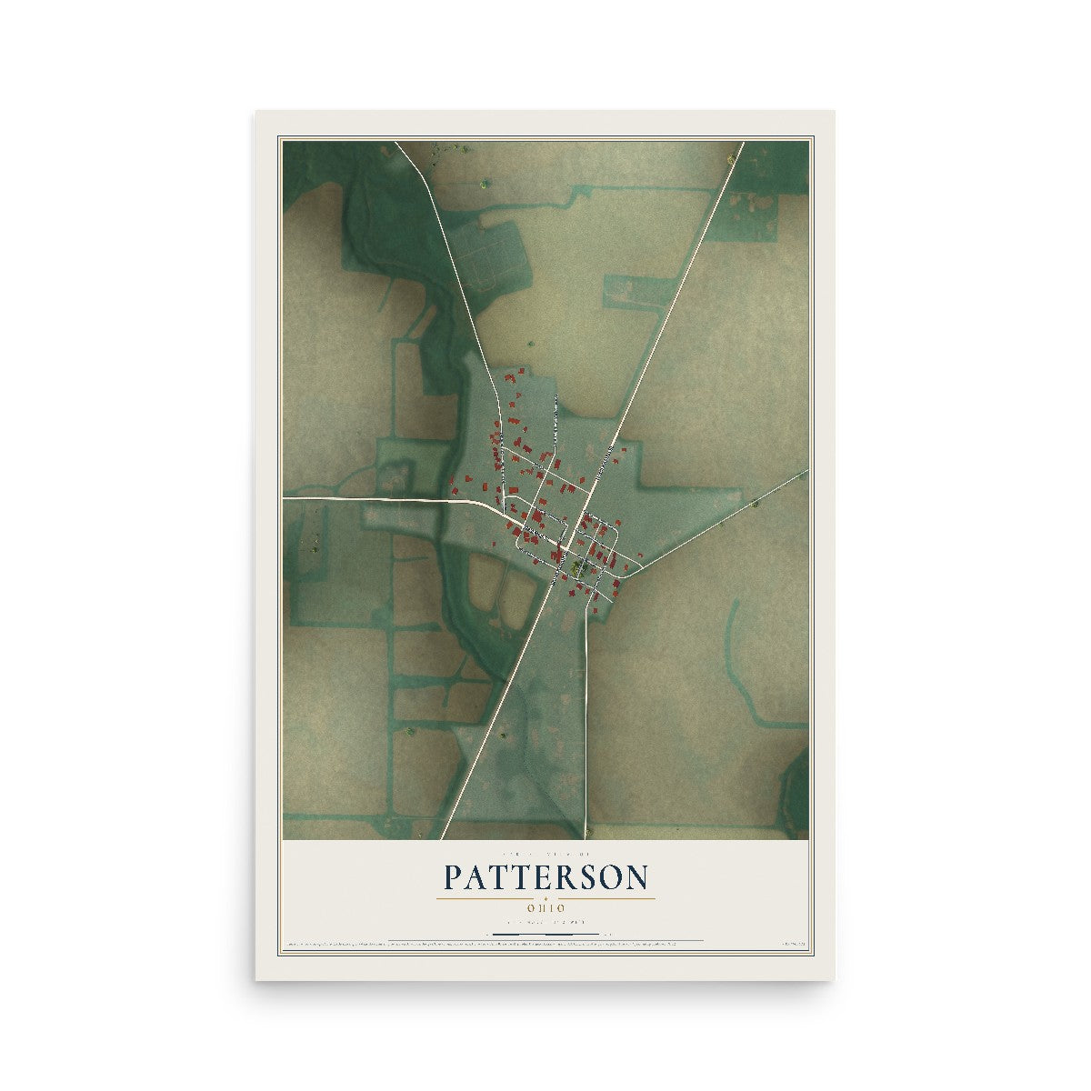 Map of Patterson, Ohio, 12 x 18 inch unframed archival matte print