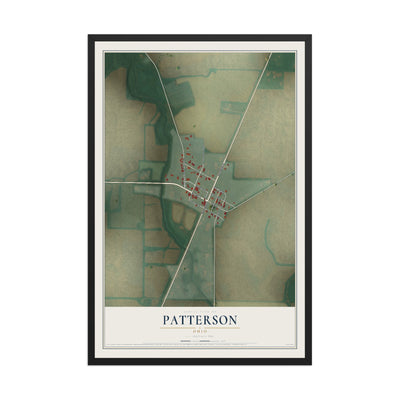 Map of Patterson, Ohio, 12 x 18 inch print in a black wood frame
