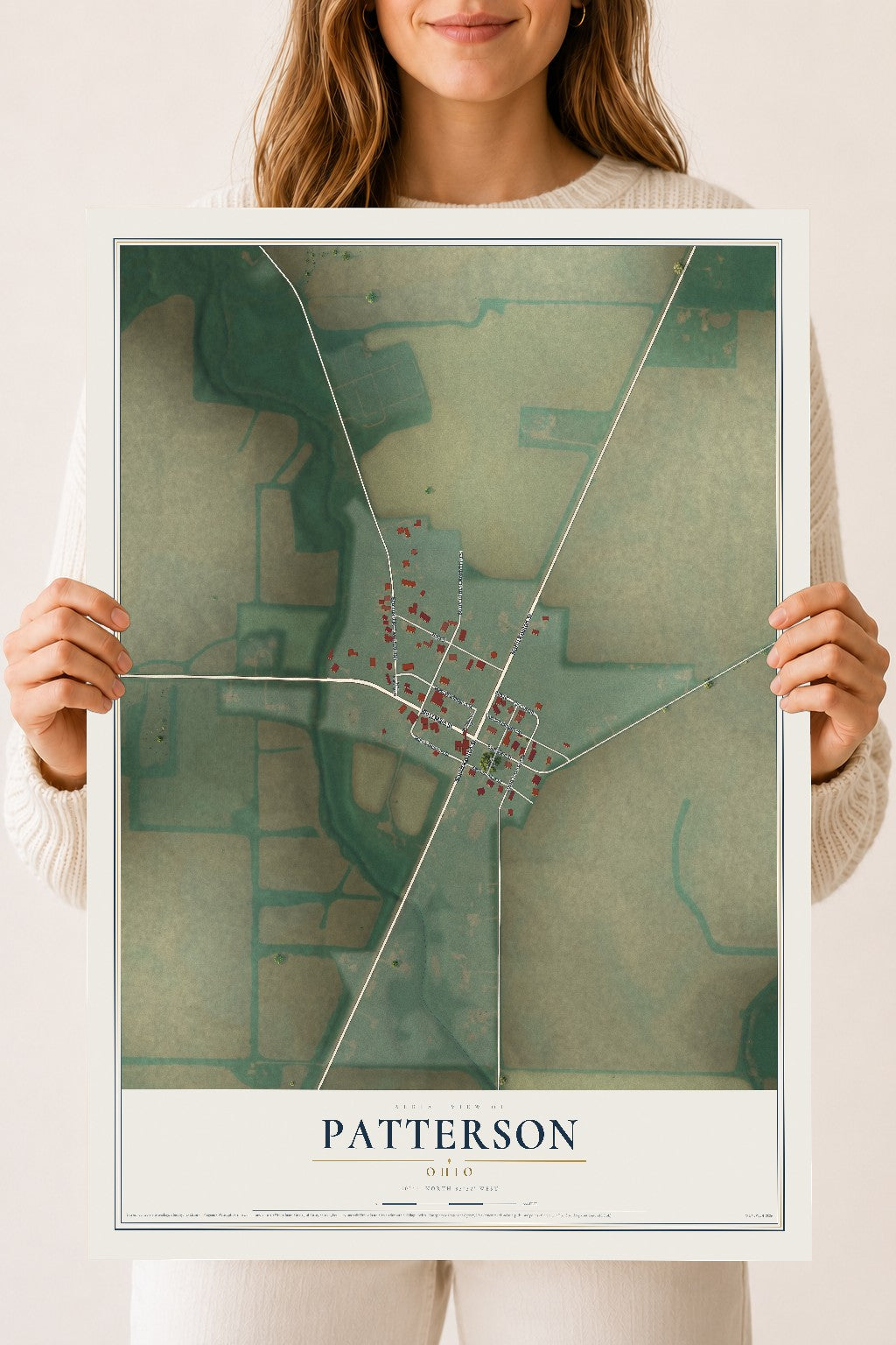 Map of Patterson, Ohio, 18 x 24 inch unframed archival matte print