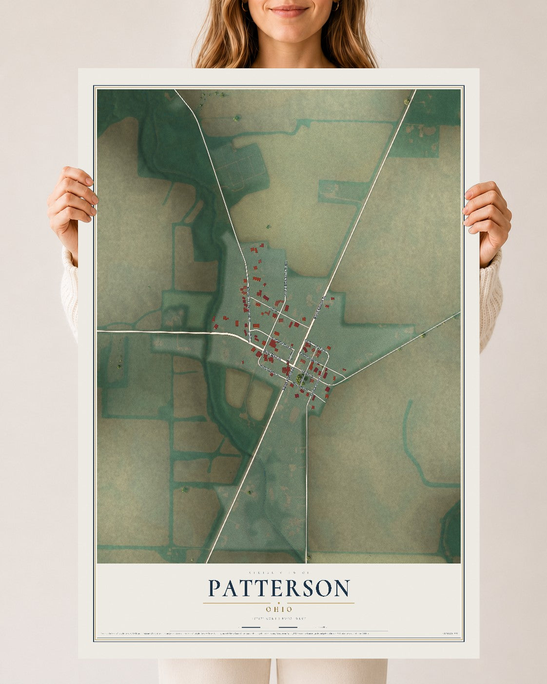 Map of Patterson, Ohio, 24 x 36 inch unframed archival matte print