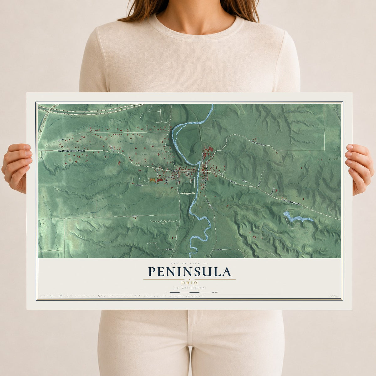 Map of Peninsula, Ohio, 12 x 18 inch unframed archival matte print