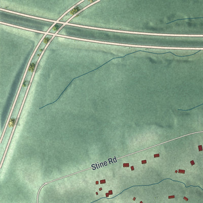 Second close-up of the map of Peninsula, Ohio print showing more streets and buildings