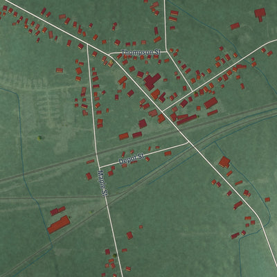 Second close-up of the map of Perry, Ohio print showing more streets and buildings
