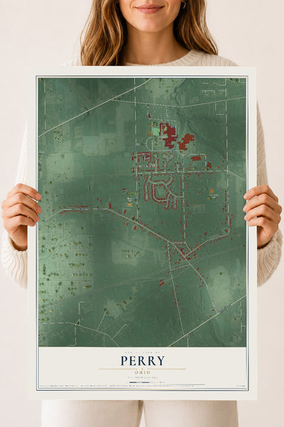 Map of Perry, Ohio, 18 x 24 inch unframed archival matte print
