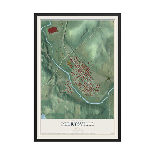 Map of Perrysville, Ohio, 12 x 18 inch print in a black wood frame