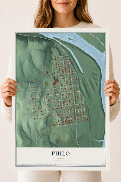 Map of Philo, Ohio, 18 x 24 inch unframed archival matte print