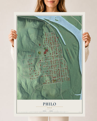 Map of Philo, Ohio, 24 x 36 inch unframed archival matte print
