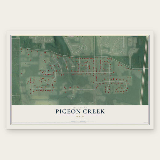 Pigeon Creek, Ohio map print, the full design