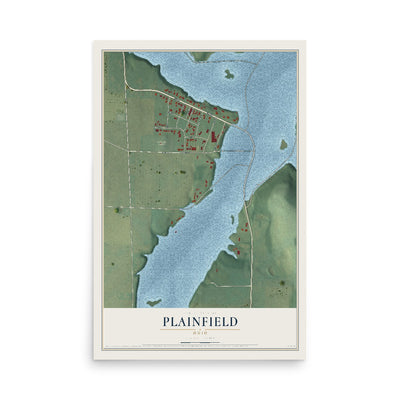 Map of Plainfield, Ohio, 12 x 18 inch unframed archival matte print