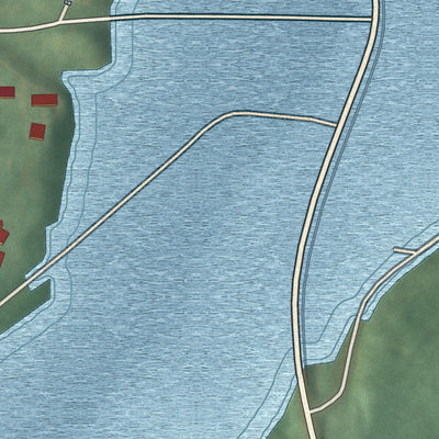 Close-up of the map of Plainfield, Ohio print showing street and building detail