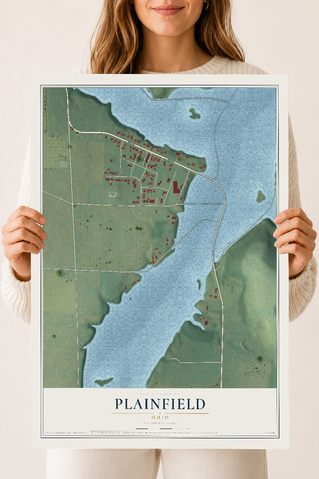 Map of Plainfield, Ohio, 18 x 24 inch unframed archival matte print