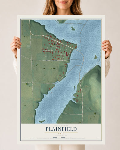 Map of Plainfield, Ohio, 24 x 36 inch unframed archival matte print