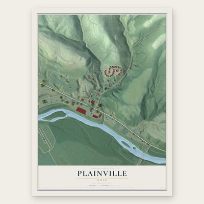 Plainville, Ohio map print, the full design