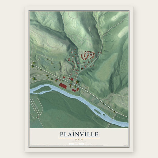 Plainville, Ohio map print, the full design