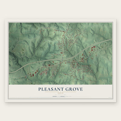 Pleasant Grove, Ohio map print, the full design