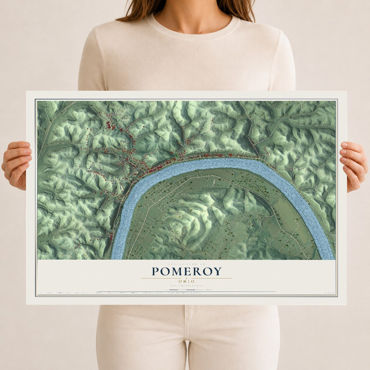 Map of Pomeroy, Ohio, 12 x 18 inch unframed archival matte print