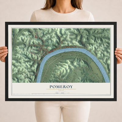 Map of Pomeroy, Ohio, 18 x 24 inch print in a black wood frame
