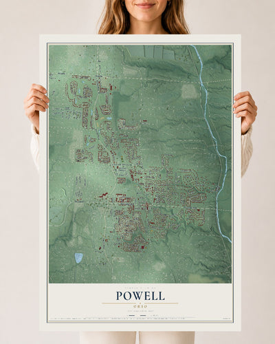Map of Powell, Ohio, 24 x 36 inch unframed archival matte print