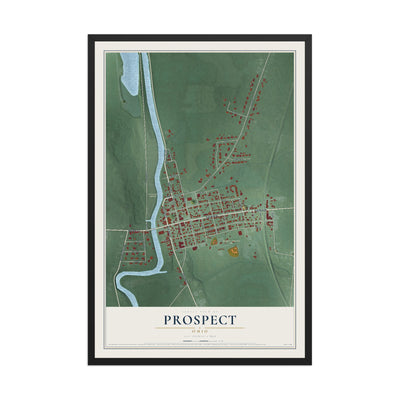 Map of Prospect, Ohio, 12 x 18 inch print in a black wood frame