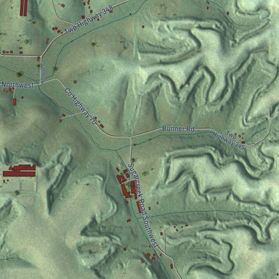 Close-up of the map of Ragersville, Ohio print showing street and building detail