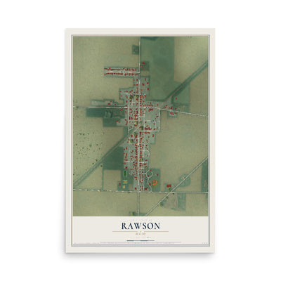 Map of Rawson, Ohio, 12 x 18 inch unframed archival matte print