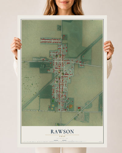 Map of Rawson, Ohio, 24 x 36 inch unframed archival matte print