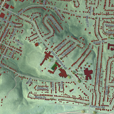 Close-up of the map of Reading, Ohio print showing street and building detail
